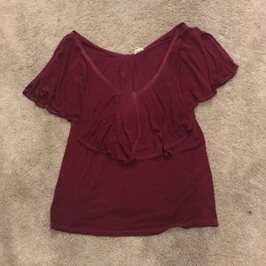 Ruffle Shirt Wine Colored Size M